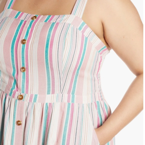 BP. Stripe Button Front Midi Dress (4XL) - Picture 4 of 13